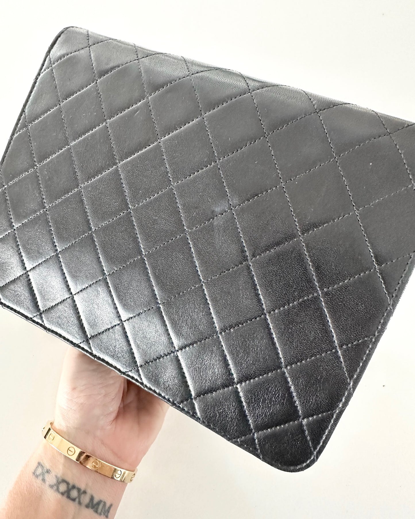 Chanel Vintage Black Lambskin Square Single Flap