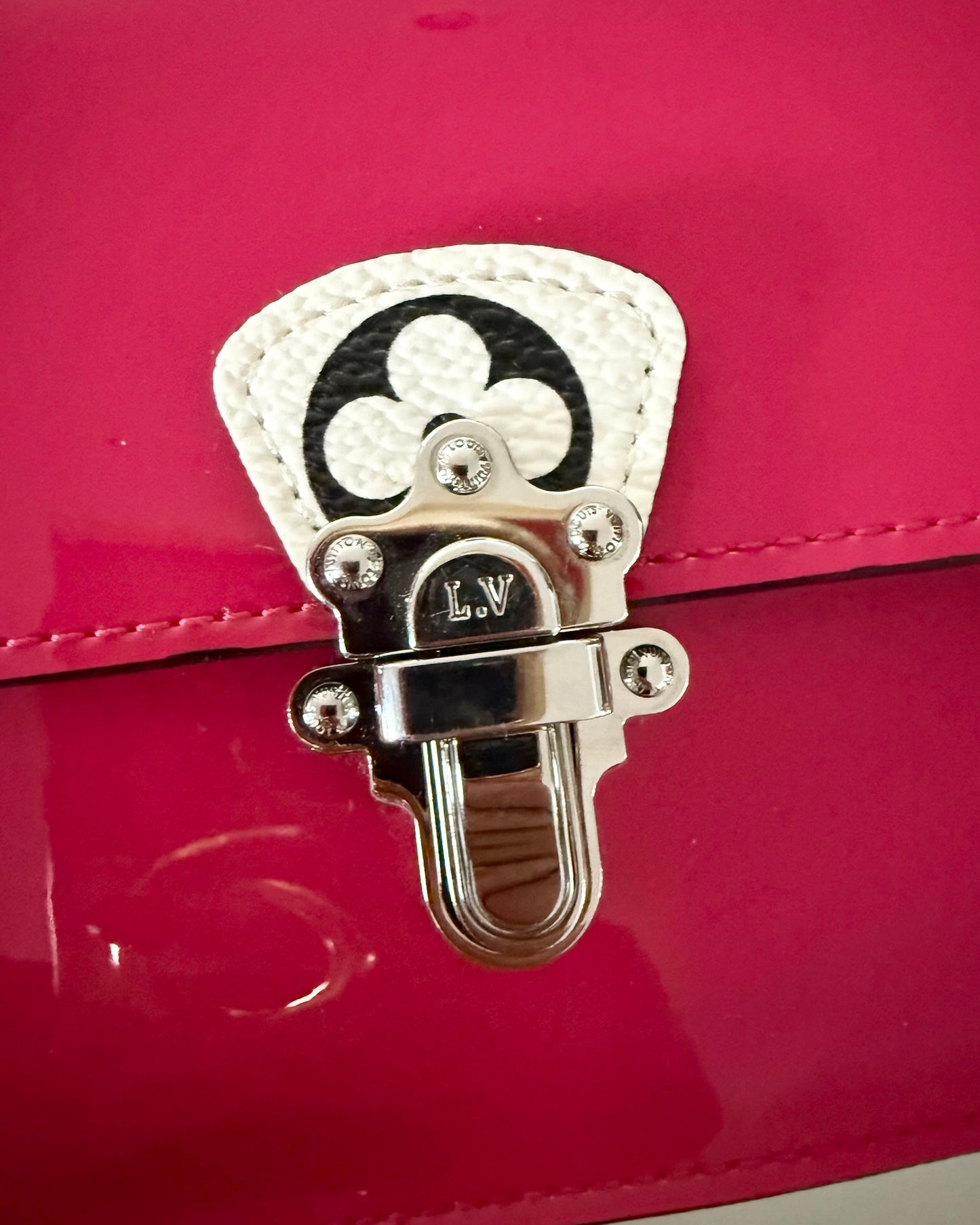 Louis Vuitton Pink Vernis Cherrywood Chain Wallet Bag from 2019