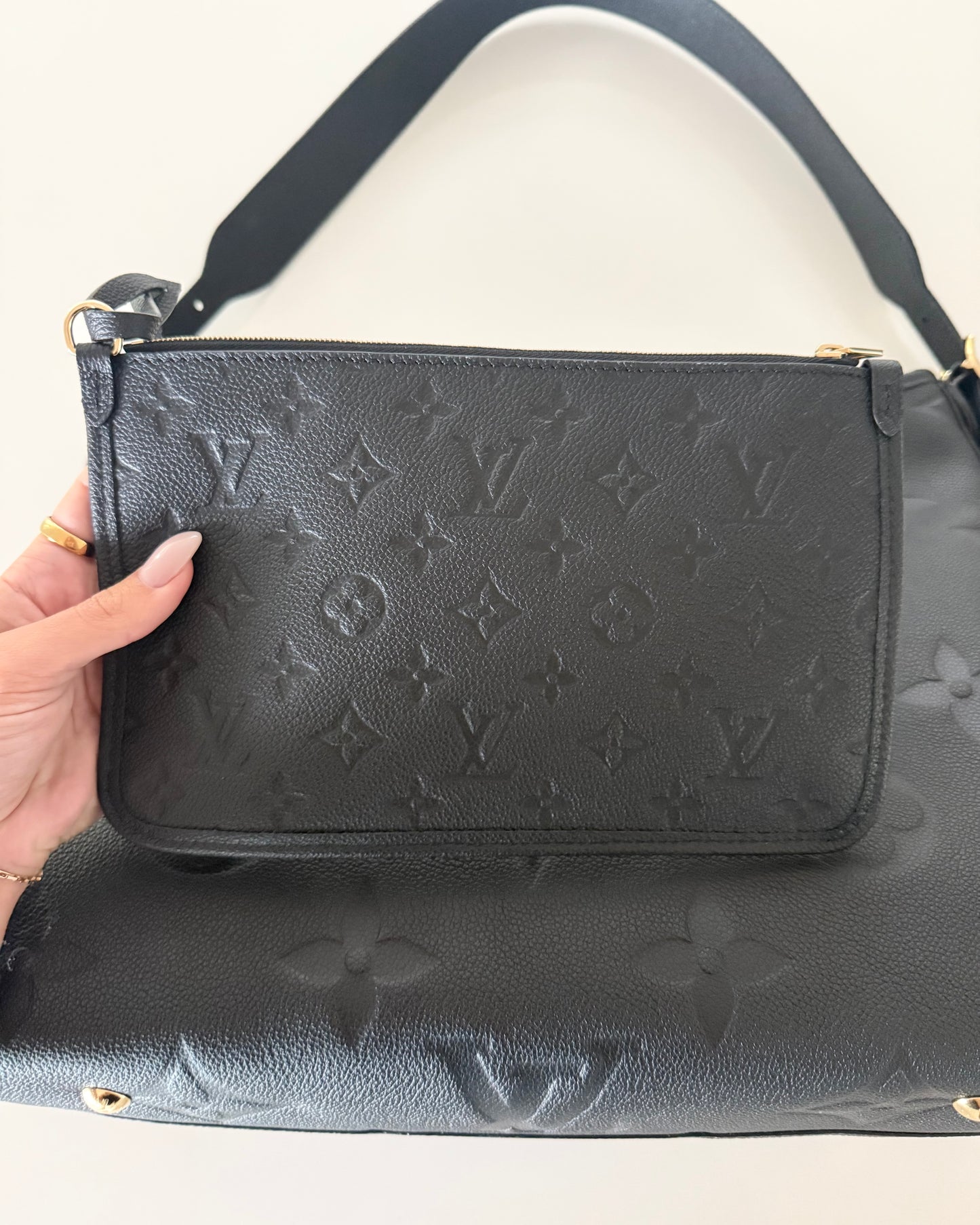 Louis Vuitton Black Monogram Empreinte Leather Carryall MM