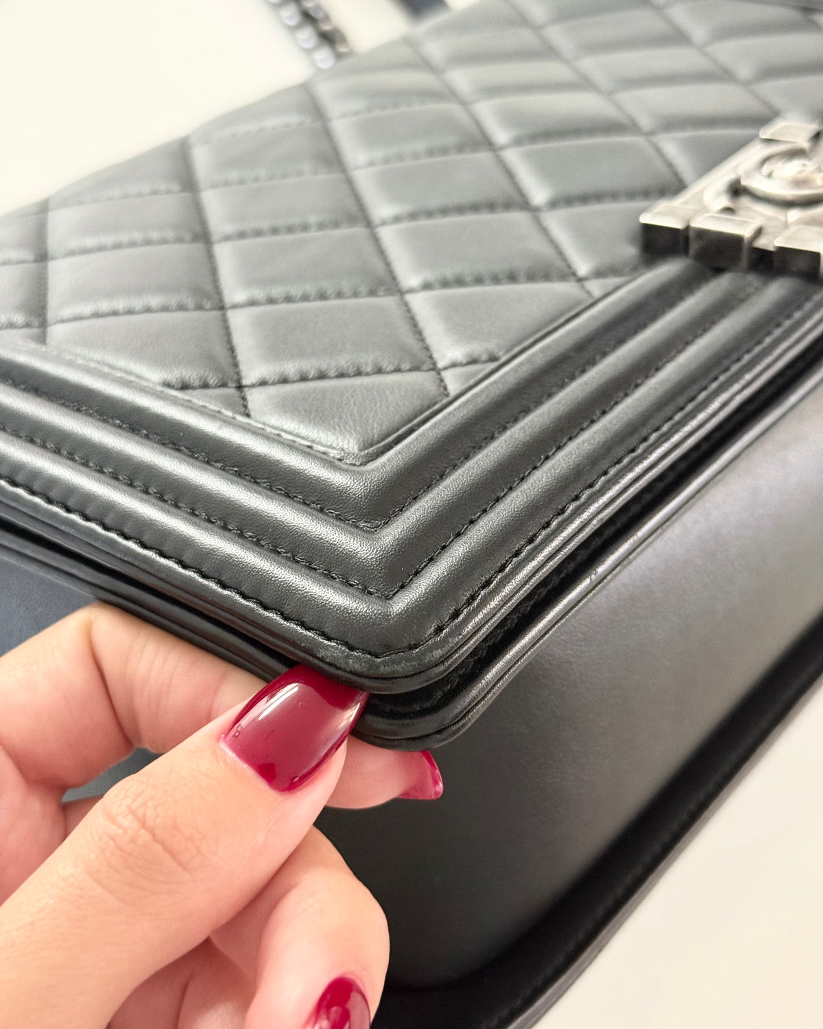 Chanel Black Large Boy Bag with Ruthenium Hardware 19 series from 2014