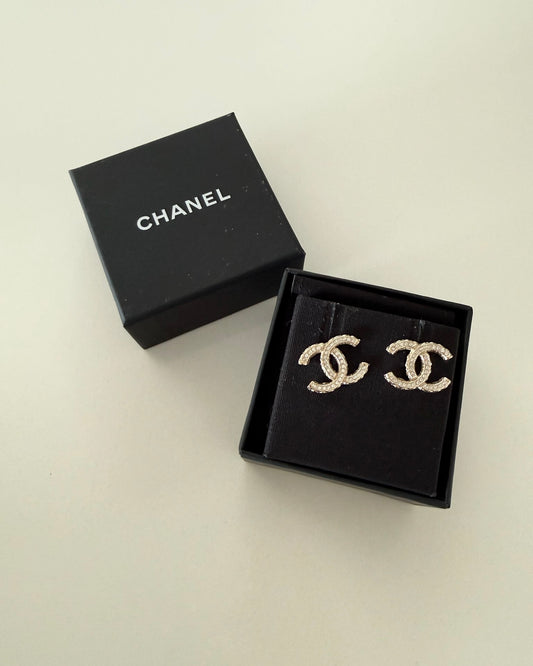 Chanel Goldtone and Clear Crystal Studs from 2022