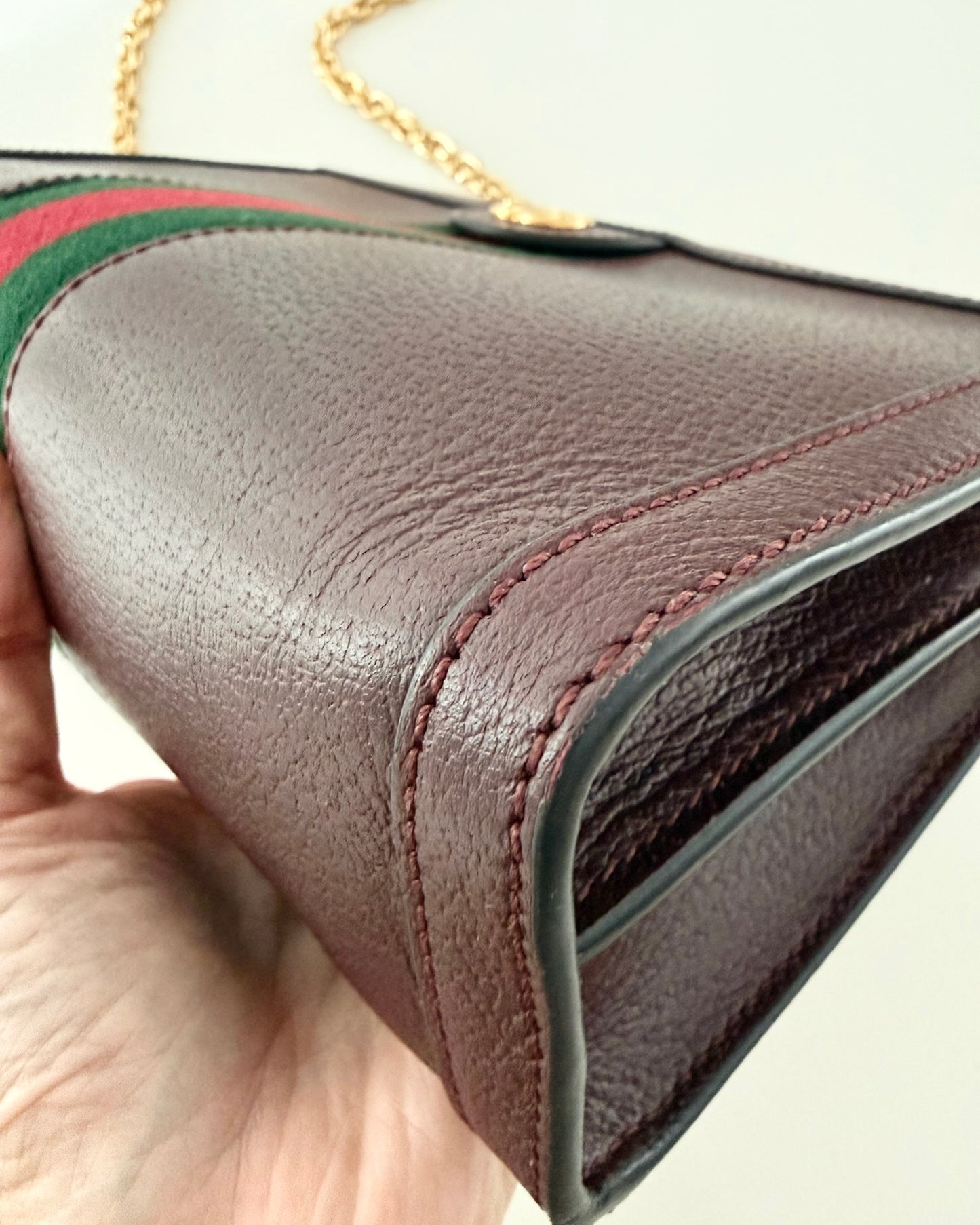 Gucci Burgundy Leather Ophidia Small Shoulder Bag