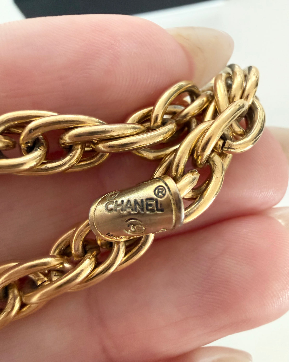 Chanel 80s Vintage Jumbo Crystal Logo Necklace