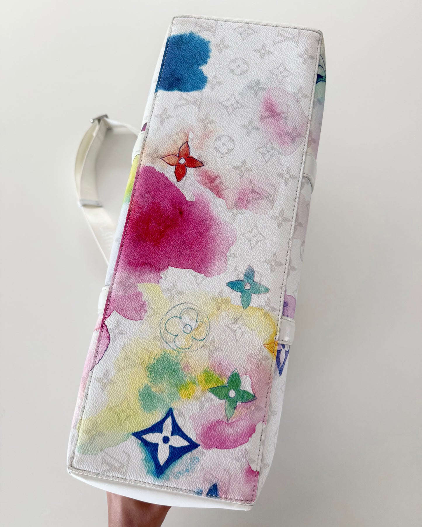 Louis Vuitton Watercolor and White Leather Weekend Tote GM