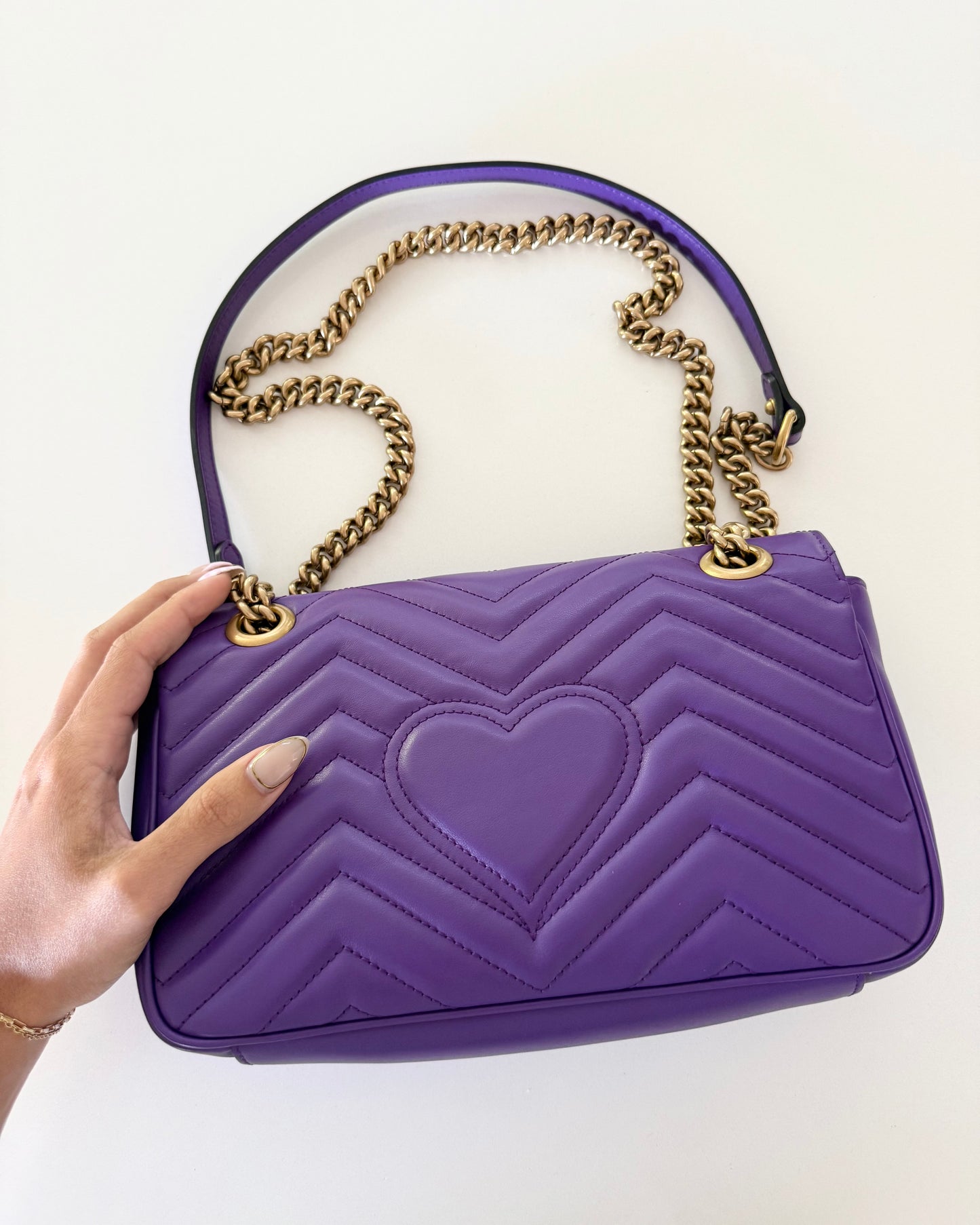 Gucci Limited Edition Purple Leather Medium Marmont Matelasse Bag