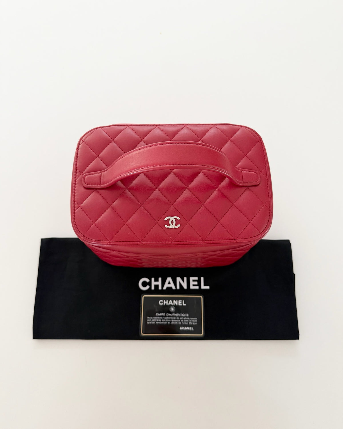 Chanel Red Lambskin Vanity Top Handle