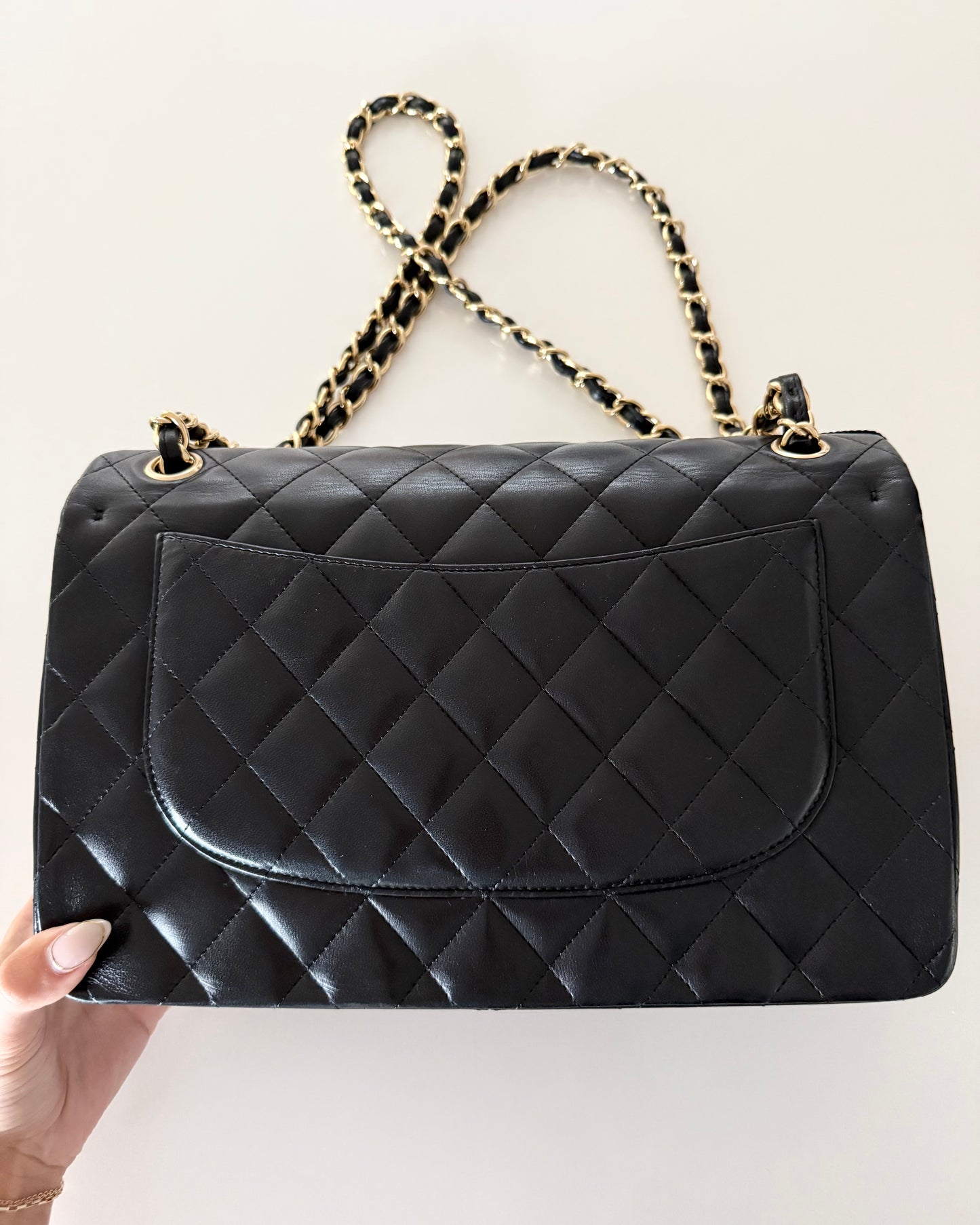 Chanel Black Quilted Lambskin Classic Jumbo