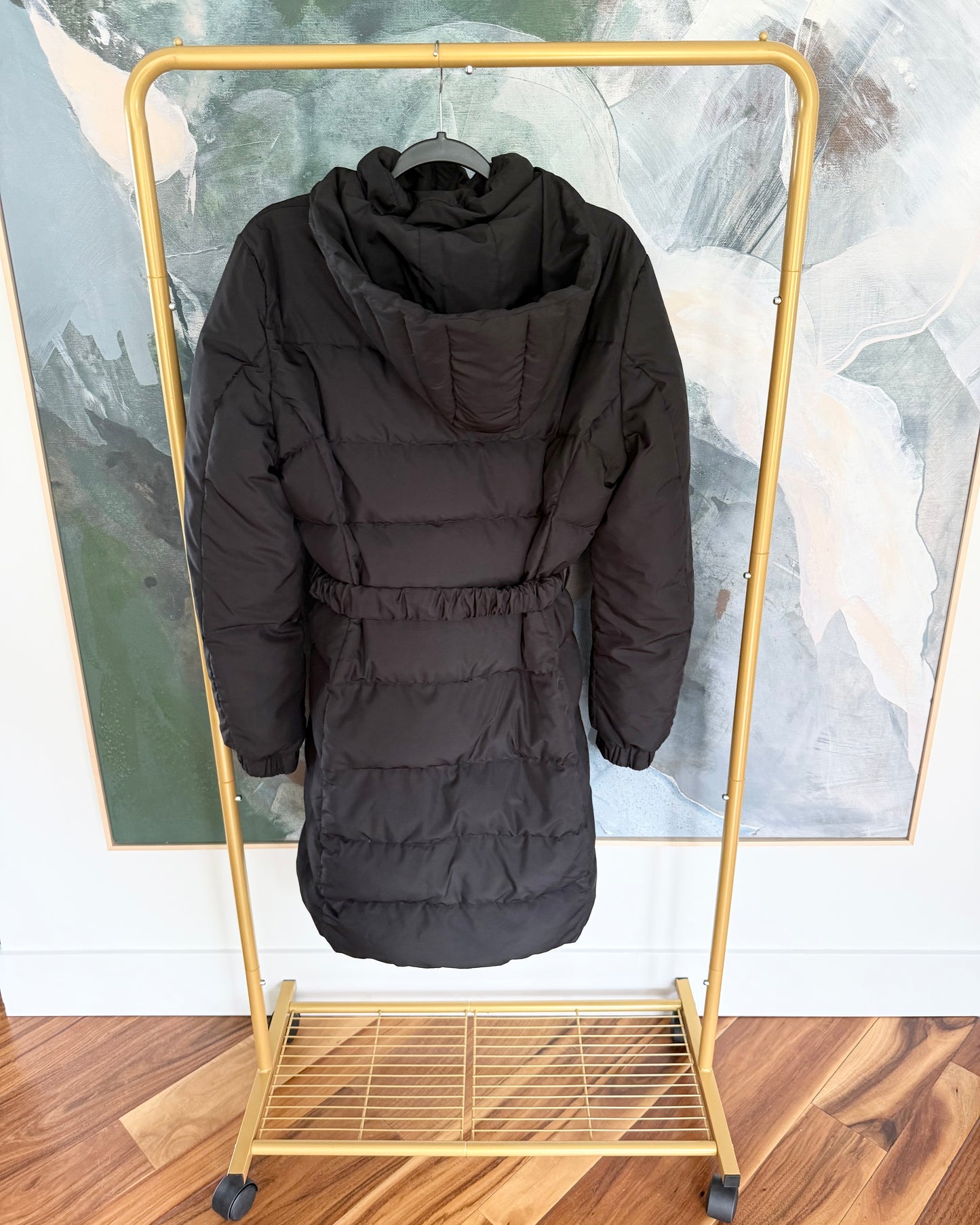 Versace Black Medusa Belted Removable Hooded Long Puffer Coat Size 46