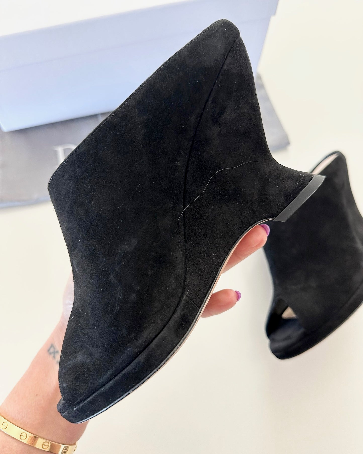 Christian Dior Black Suede Absolu Mules Size 37