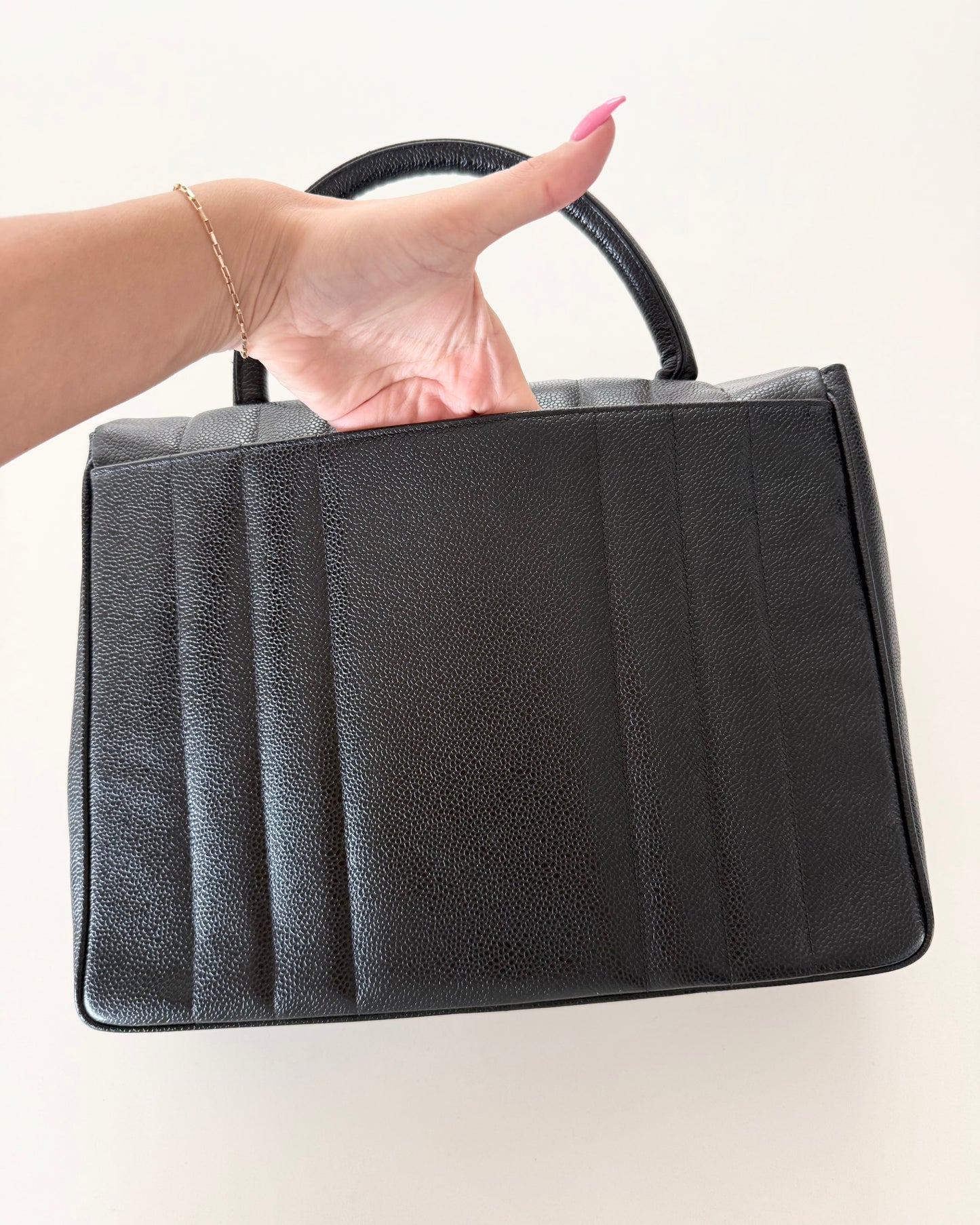 Chanel Vintage Black Caviar Mademoiselle Top Handle Handbag