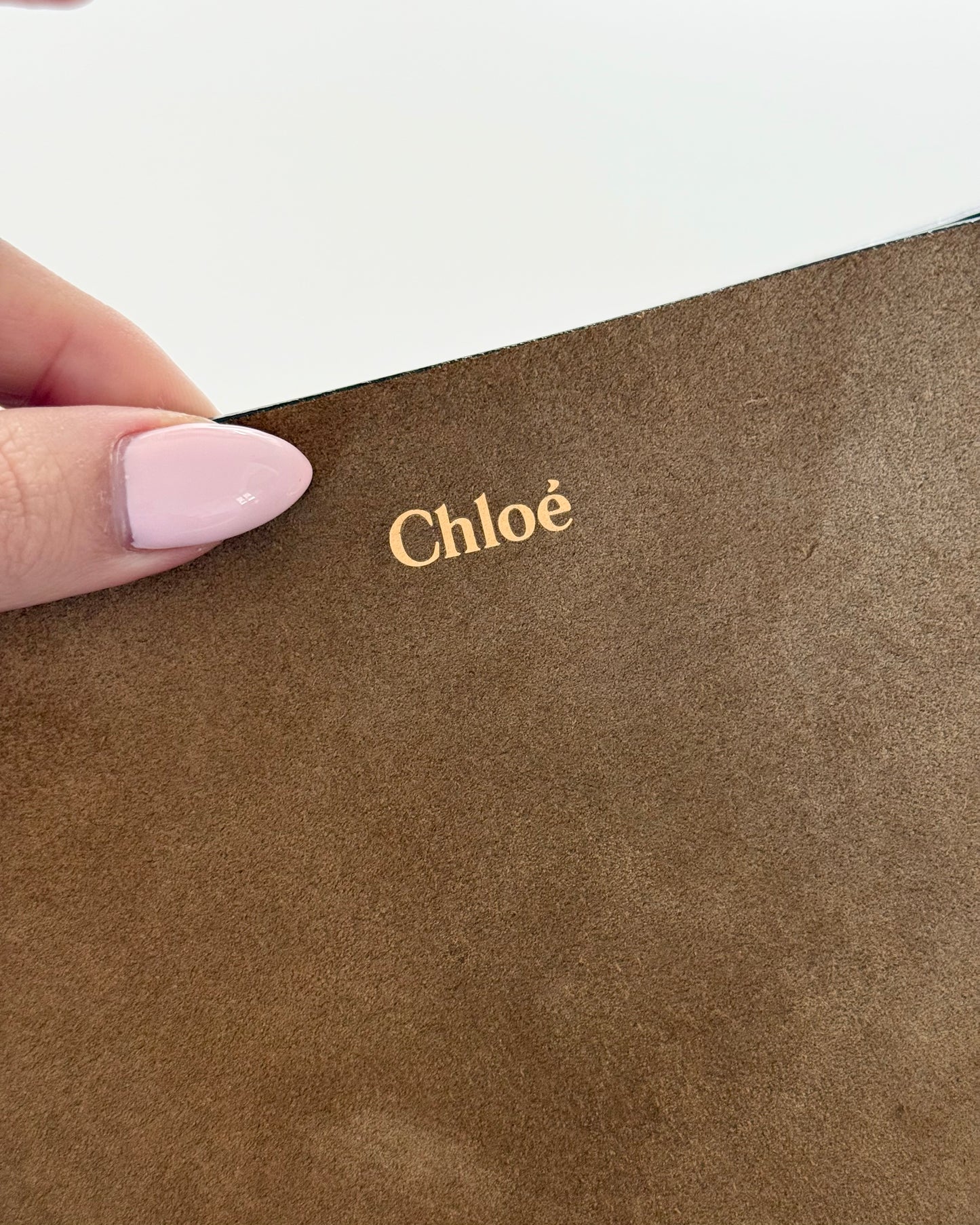 Chloe Gold Khaki Suede Spin Medium Bag With Charm