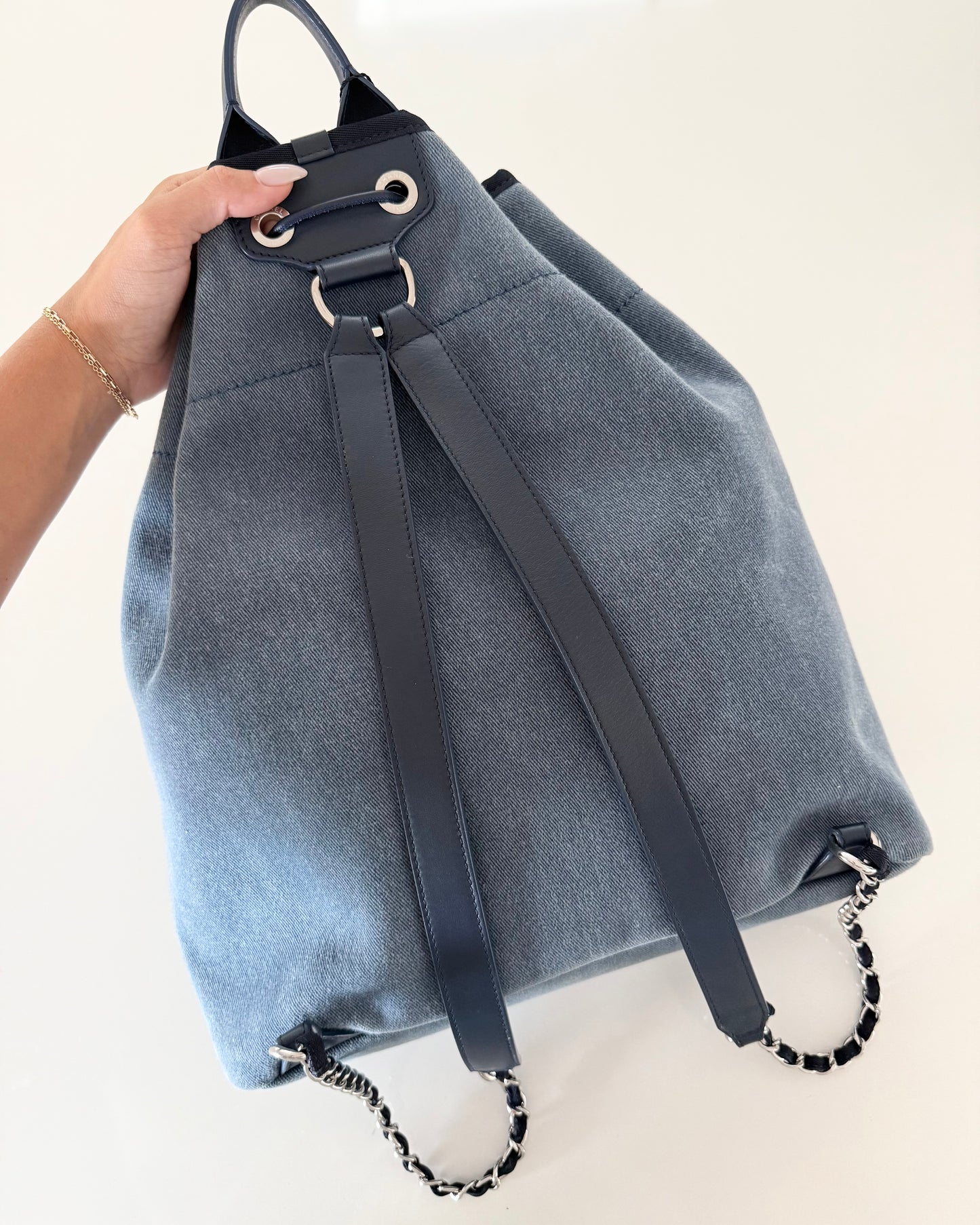 Chanel Blue Denim and Sequin Deauville Backpack