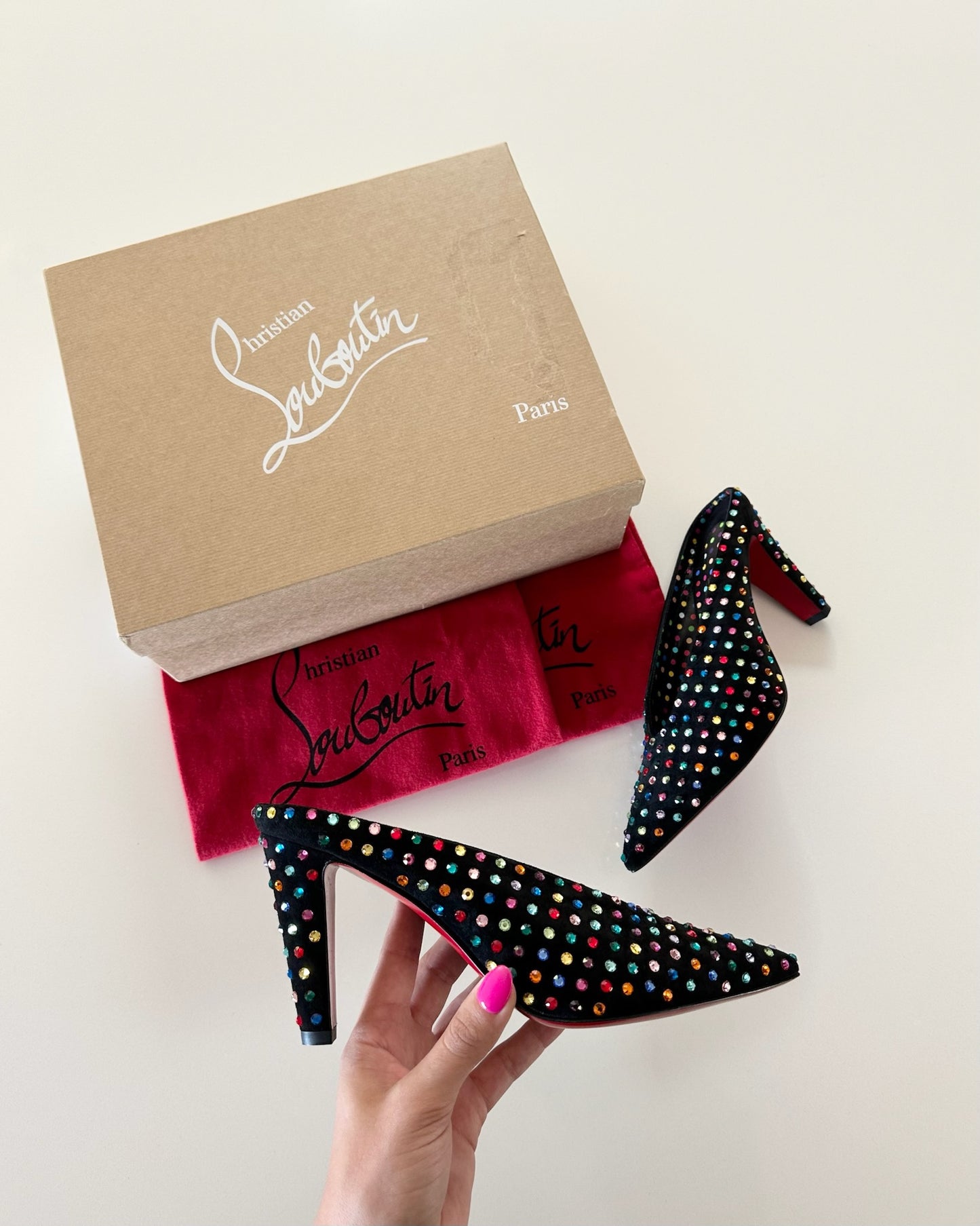 Christian Louboutin Crystal Multicolor Mules Size 37.5