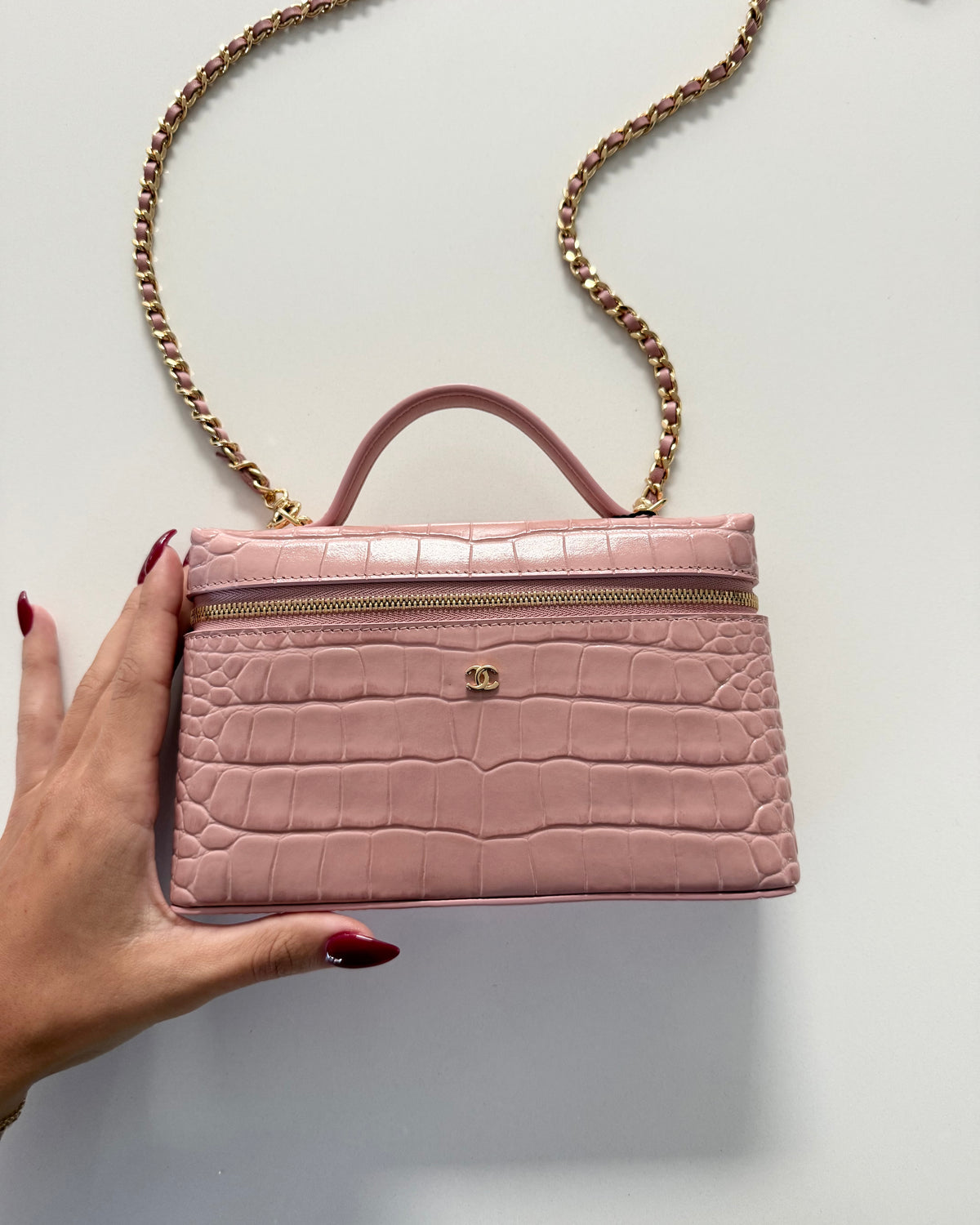 Chanel Pink Croc Embossed Slim Vanity from 2026