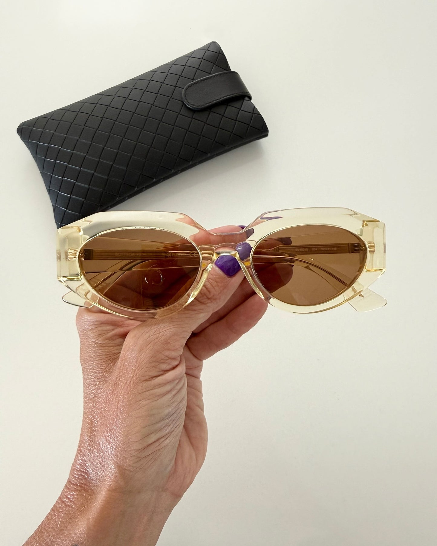 Bottega Veneta Transparent Yellow Oval Sunglasses
