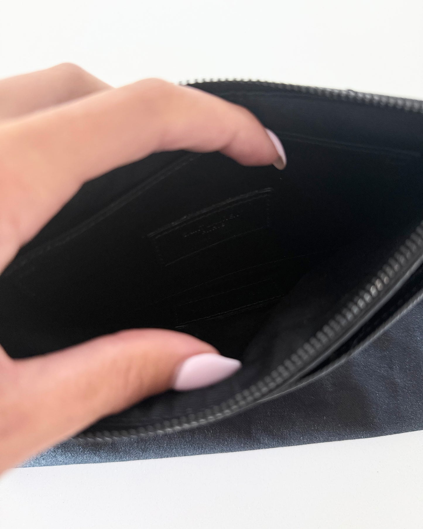 Saint Laurent Black Leather Matelasse Quilted Pouch