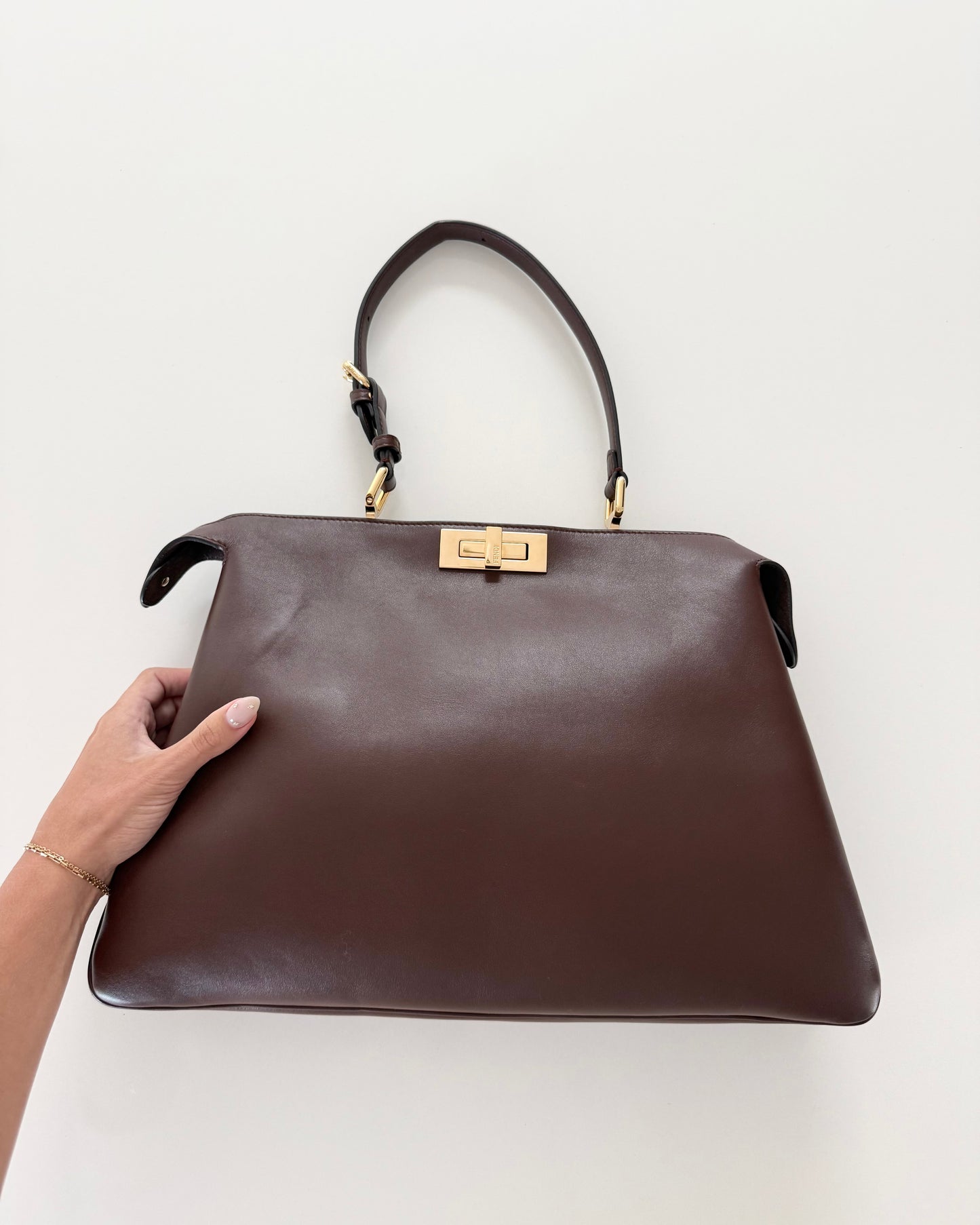 Fendi Dark Brown Leather Soft Large Peekaboo Bag from 2024