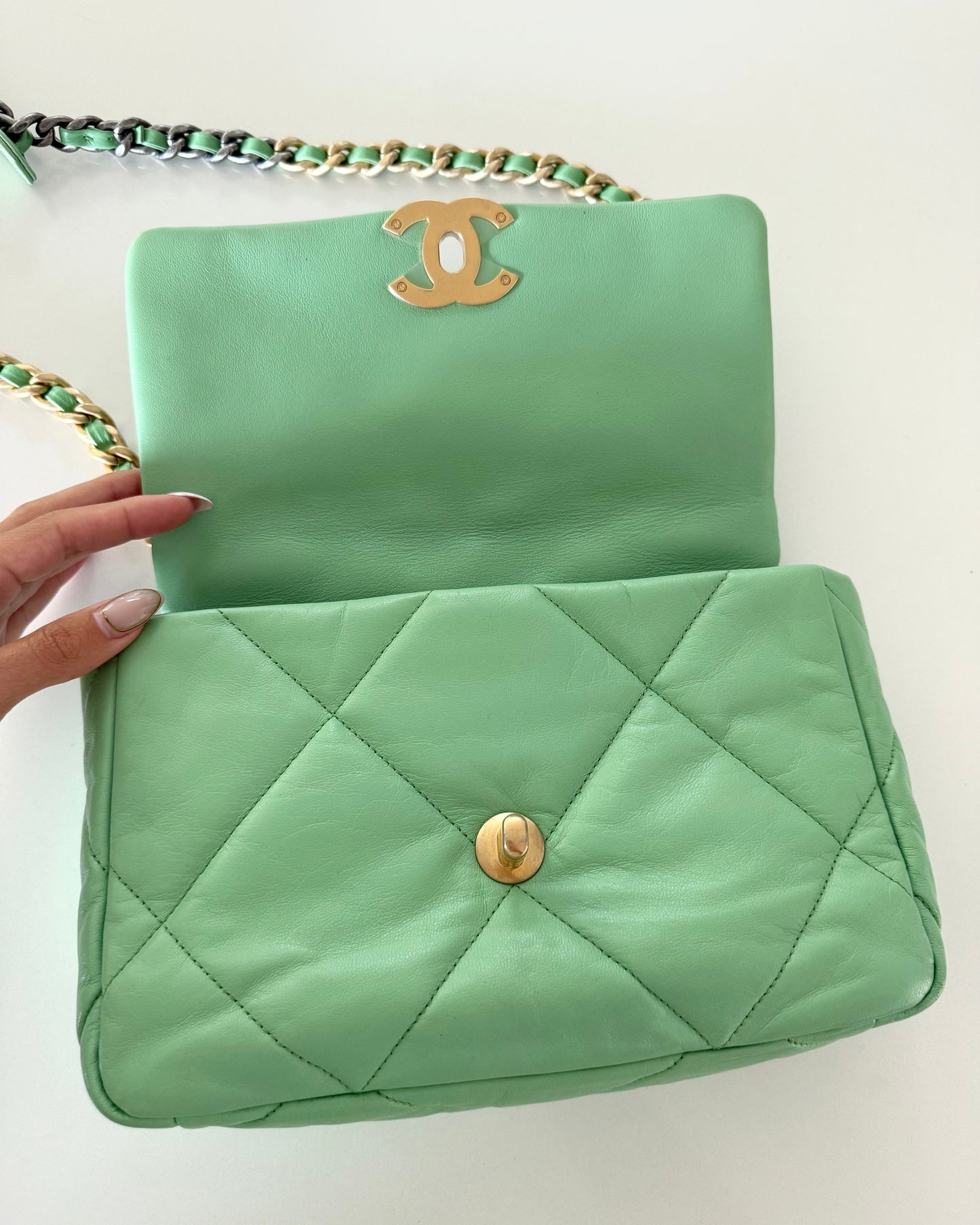 Chanel Mint Green Goatskin Small 19 Bag