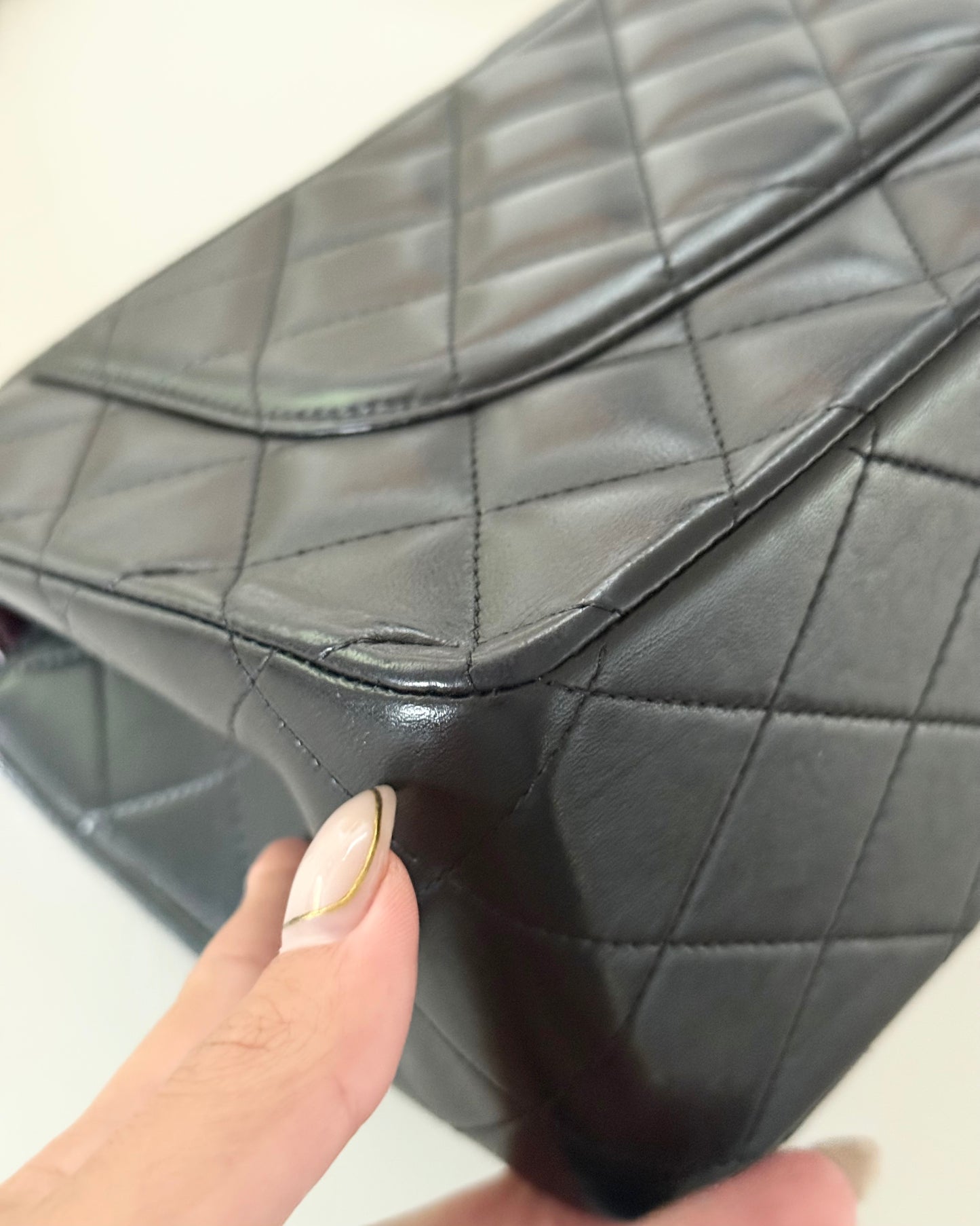 Chanel Black Quilted Lambskin Classic Jumbo