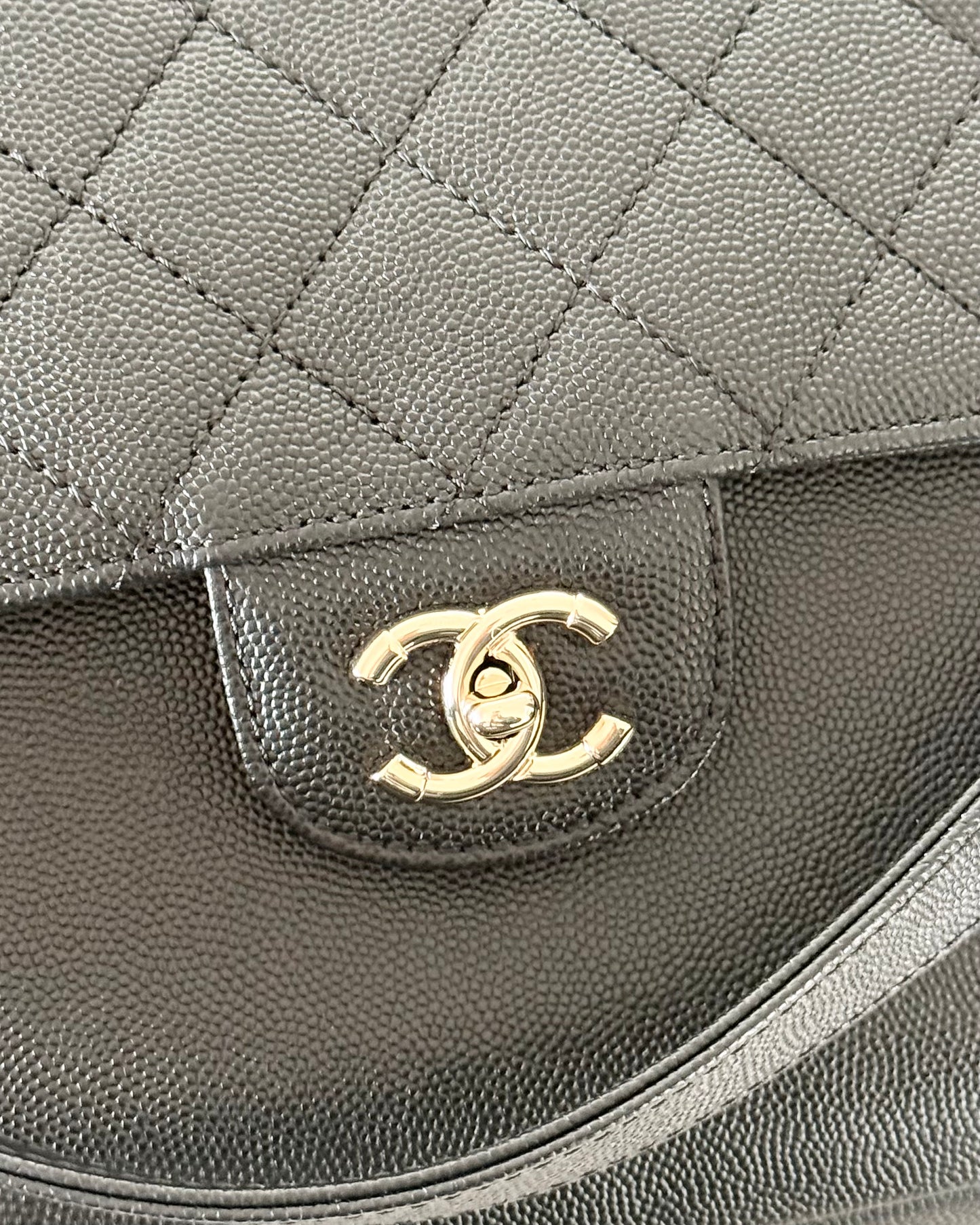 Chanel Black Caviar Front Pocket Large Day Tote