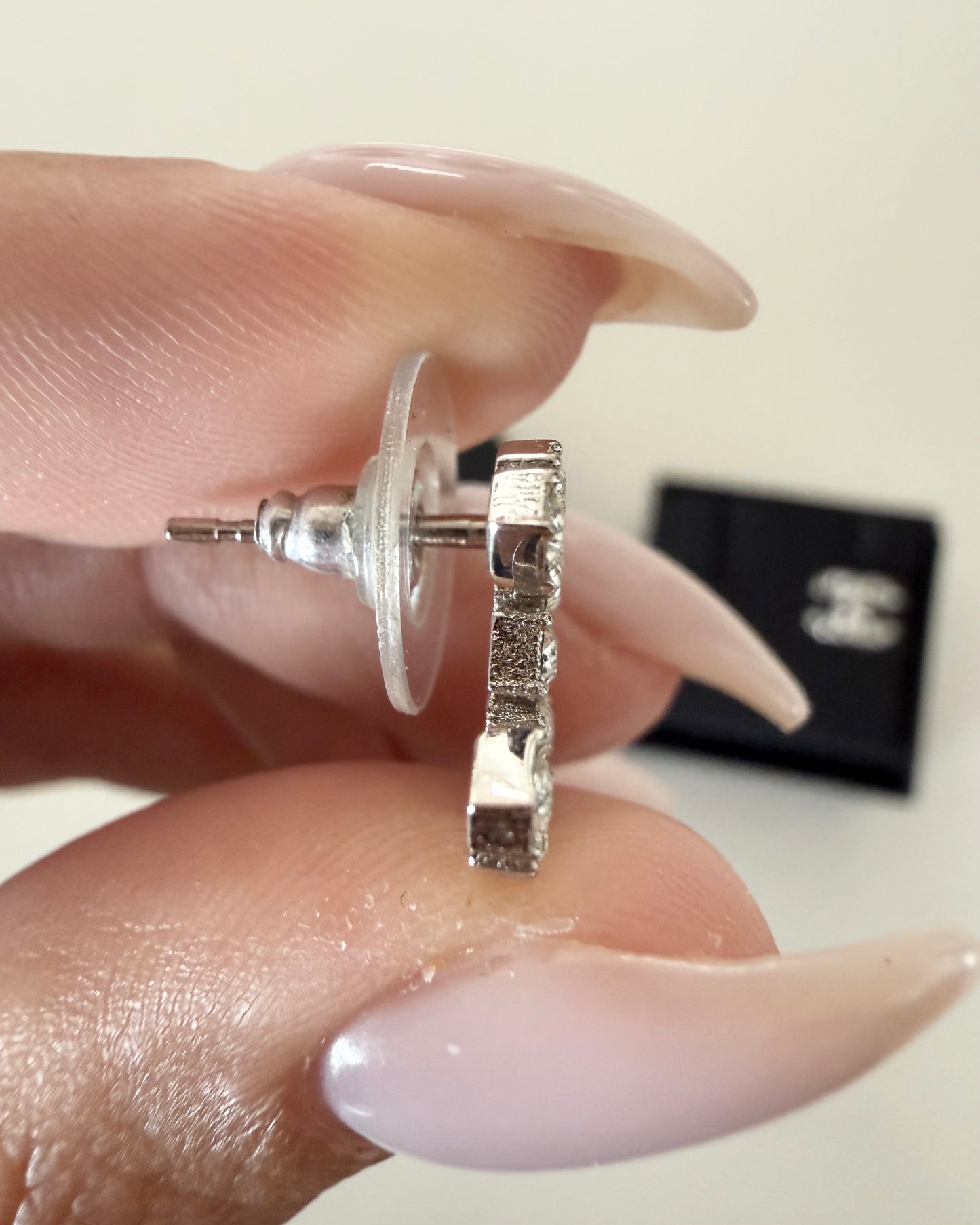Chanel Silver Crystal Studs from B19