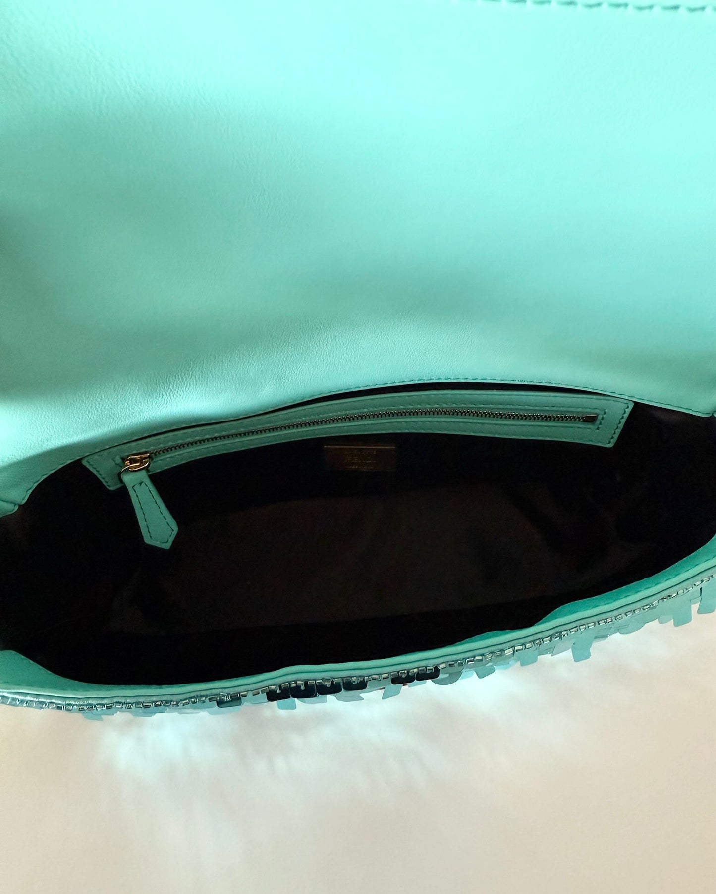 Fendi Turquoise Sequin Baguette