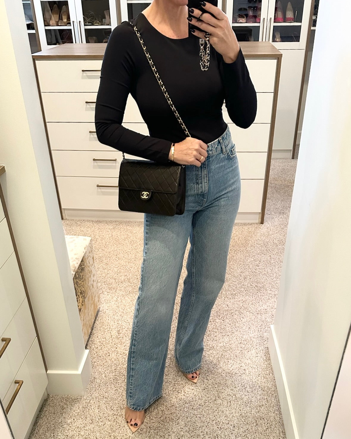 Chanel Vintage Black Lambskin Square Single Flap