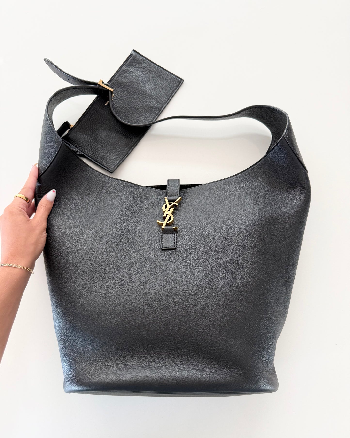 Saint Laurent Black Leather Le5A7 Hobo from 2024