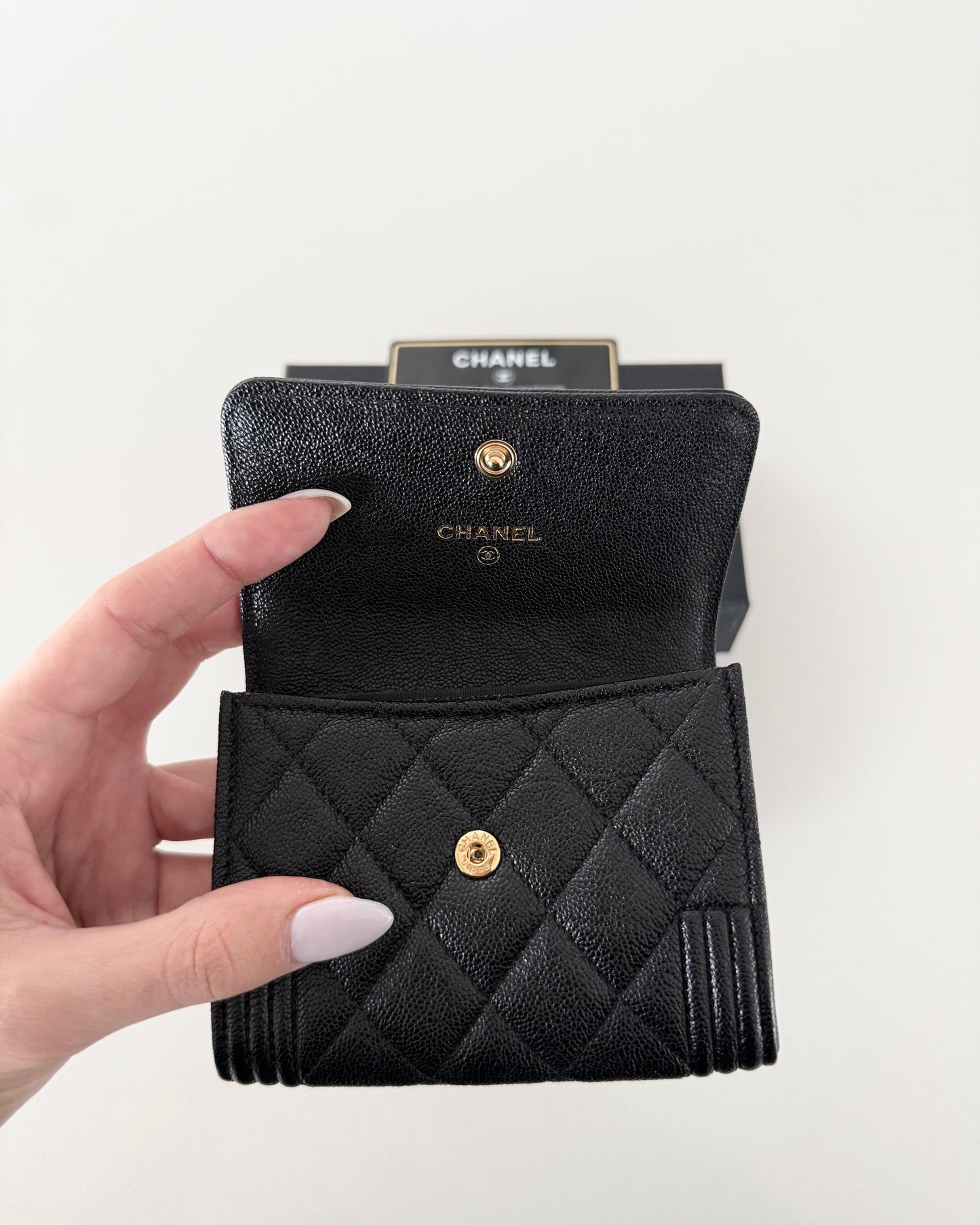 Chanel Black Caviar Boy Small Flap Wallet