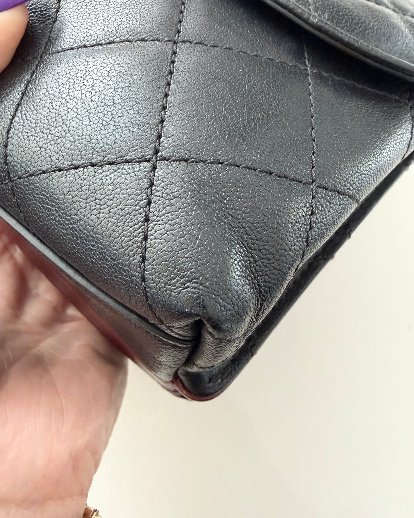 Chanel Burgundy and Black Double Sided Frame Flap Bag 28 series from 2019