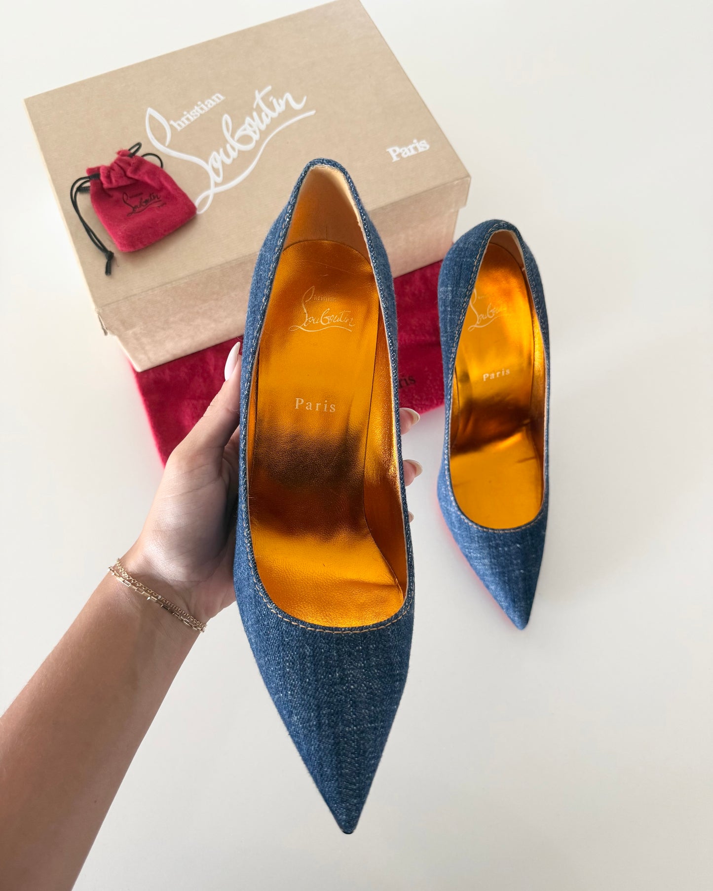 Christian Louboutin Denim Kate 100’s Size 42
