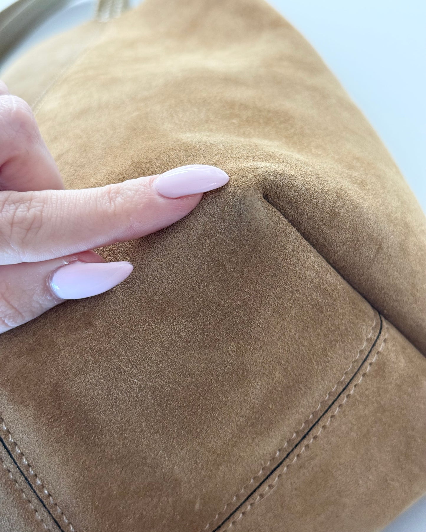 Chloe Gold Khaki Suede Spin Medium Bag With Charm