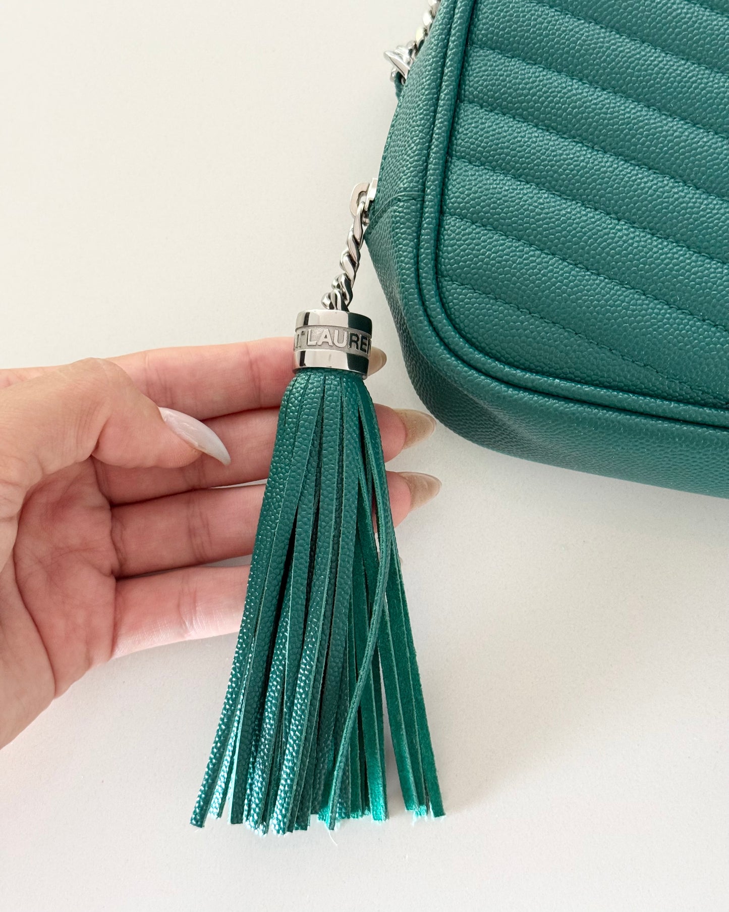 Saint Laurent Green Lou Mini Shoulder Bag