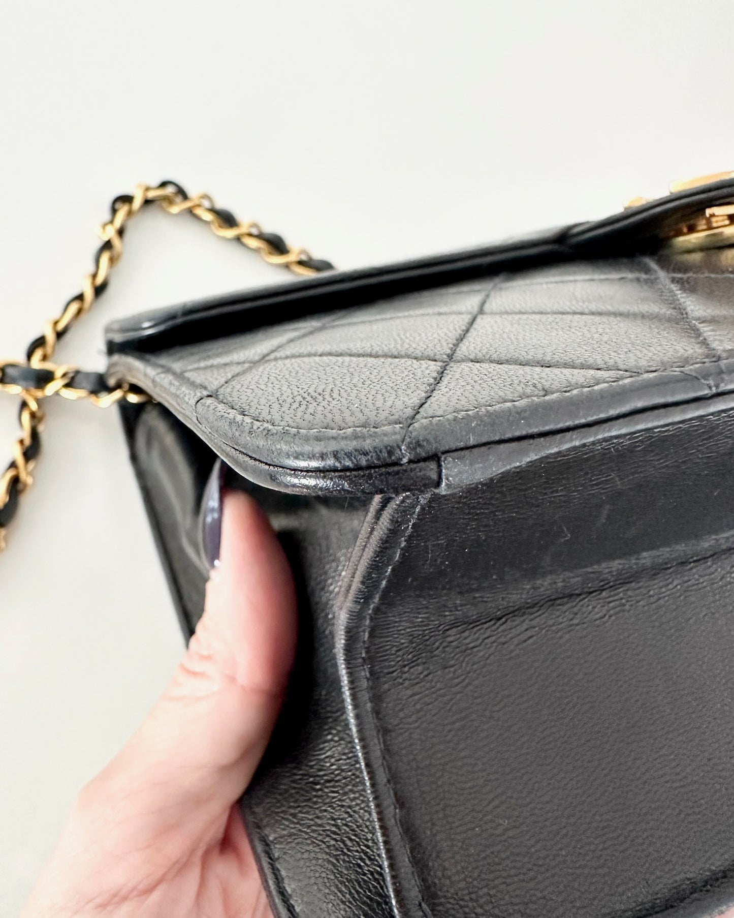 Chanel Vintage Black Lambskin Square Single Flap