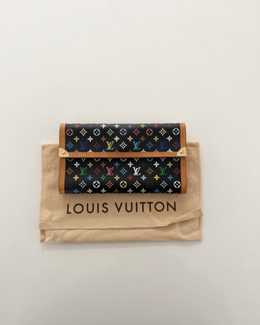 Louis Vuitton Vintage Limited Edition Black X TM Multicolor Porte-Tresor International Wallet from 2003