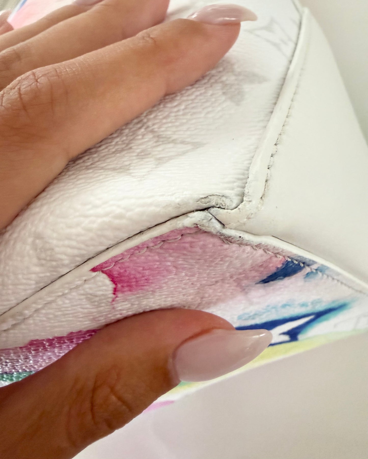 Louis Vuitton Watercolor and White Leather Weekend Tote GM