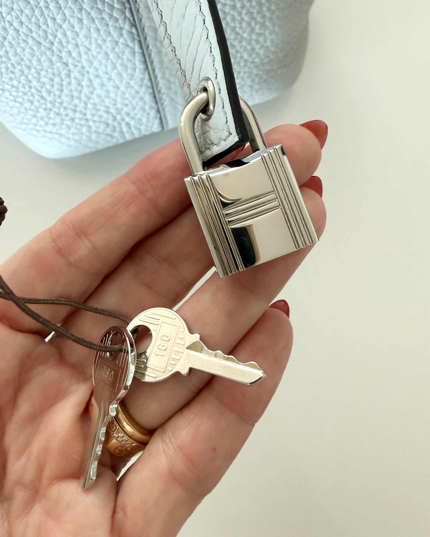 Hermes Bleu Pale Clemence Picotin 18 with Palladium Hardware