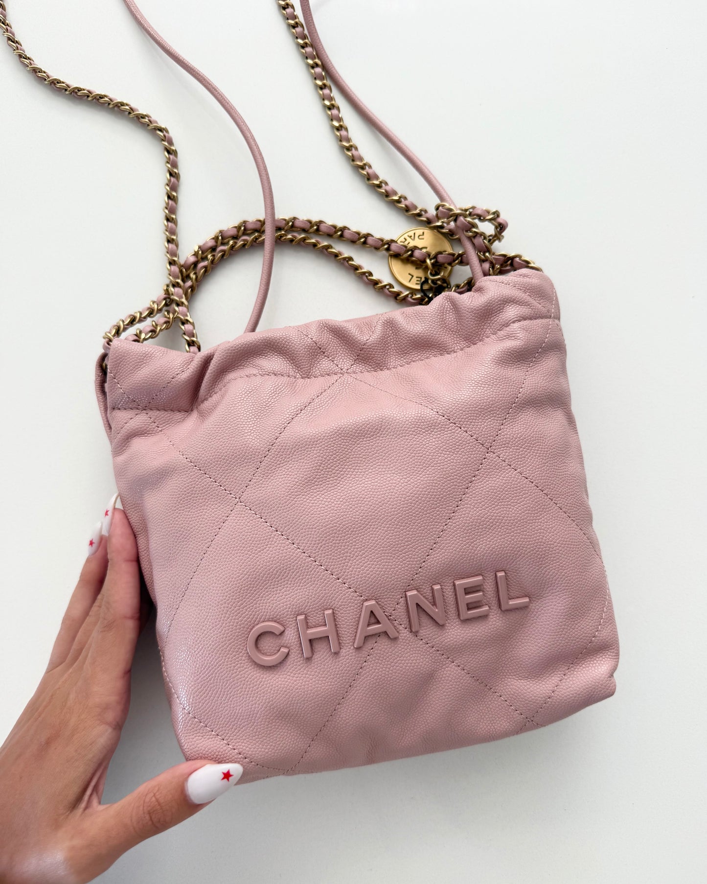 Chanel Light Pink Caviar Mini 22 Bag