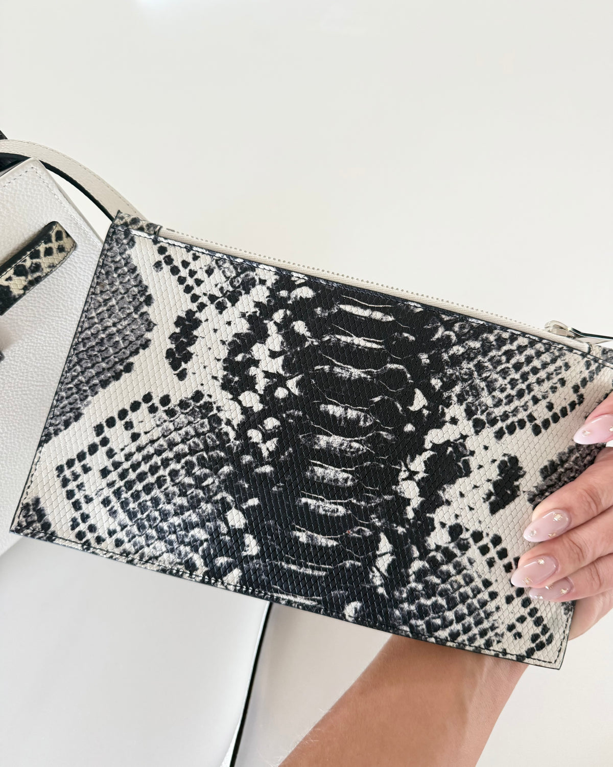 Saint Laurent Ivory Leather and Snake Embossed Sac de Jour Tote from 2016