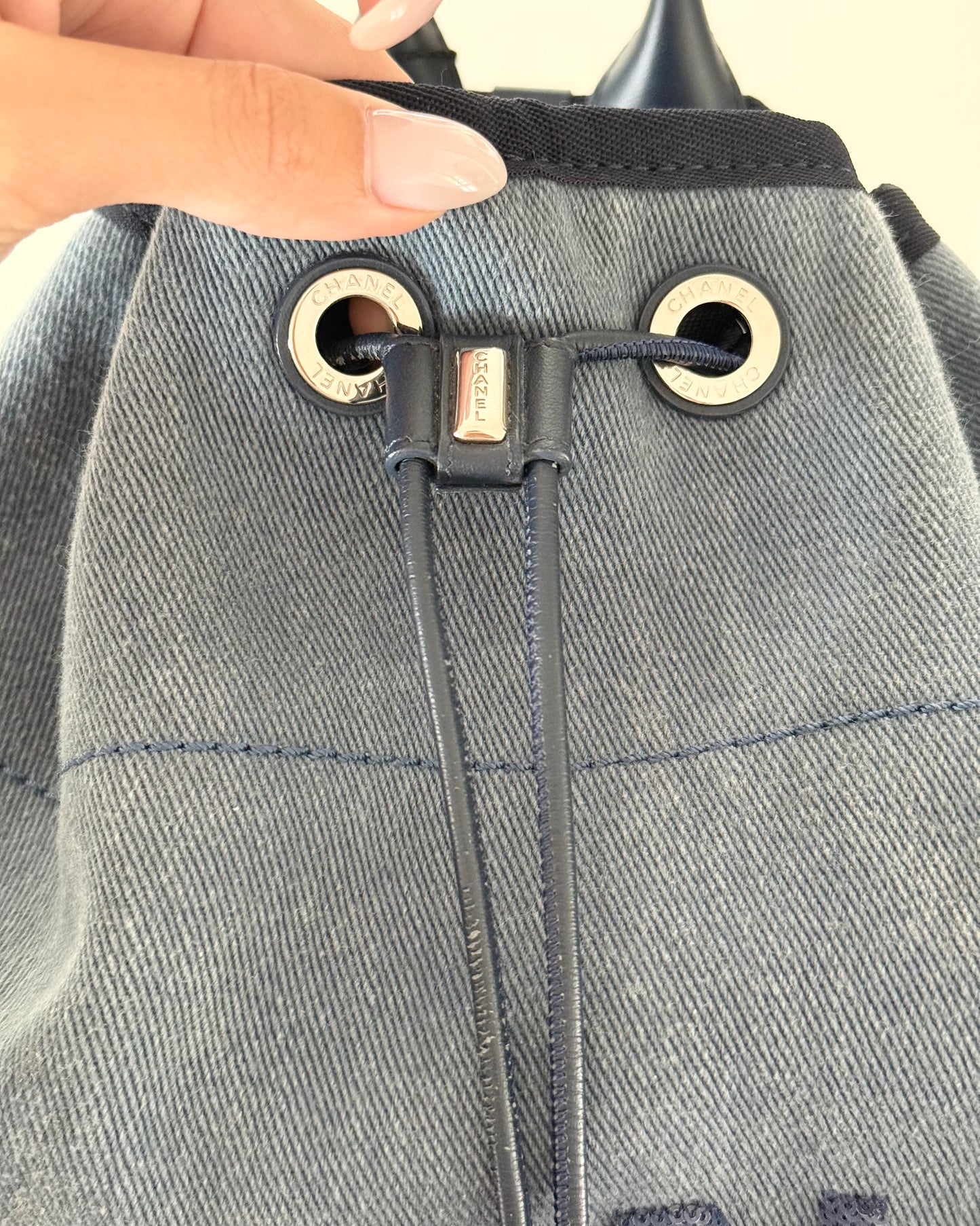 Chanel Blue Denim and Sequin Deauville Backpack