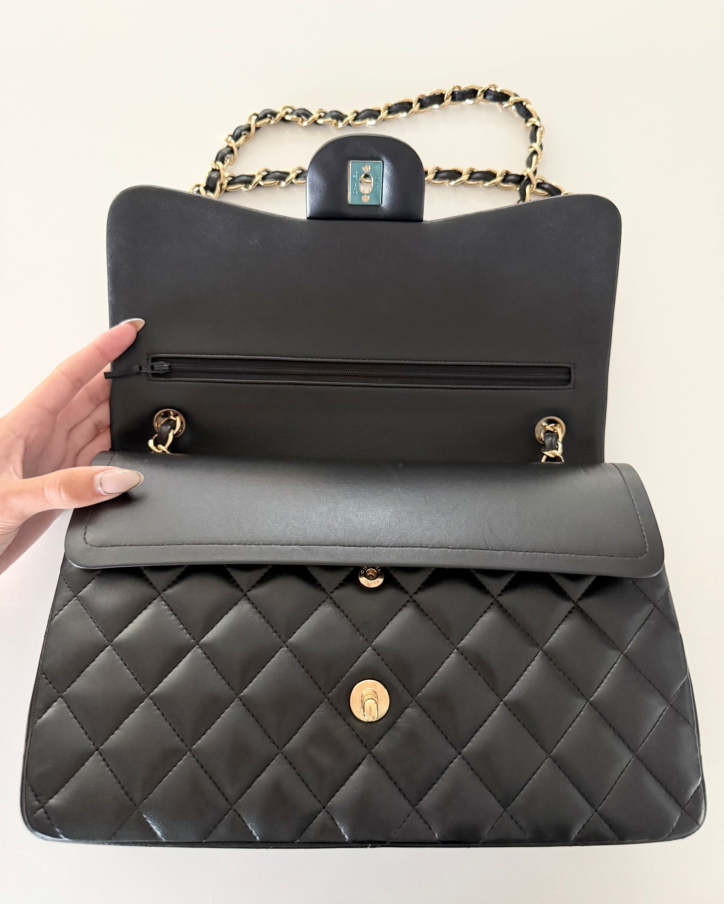 Chanel Black Quilted Lambskin Classic Jumbo