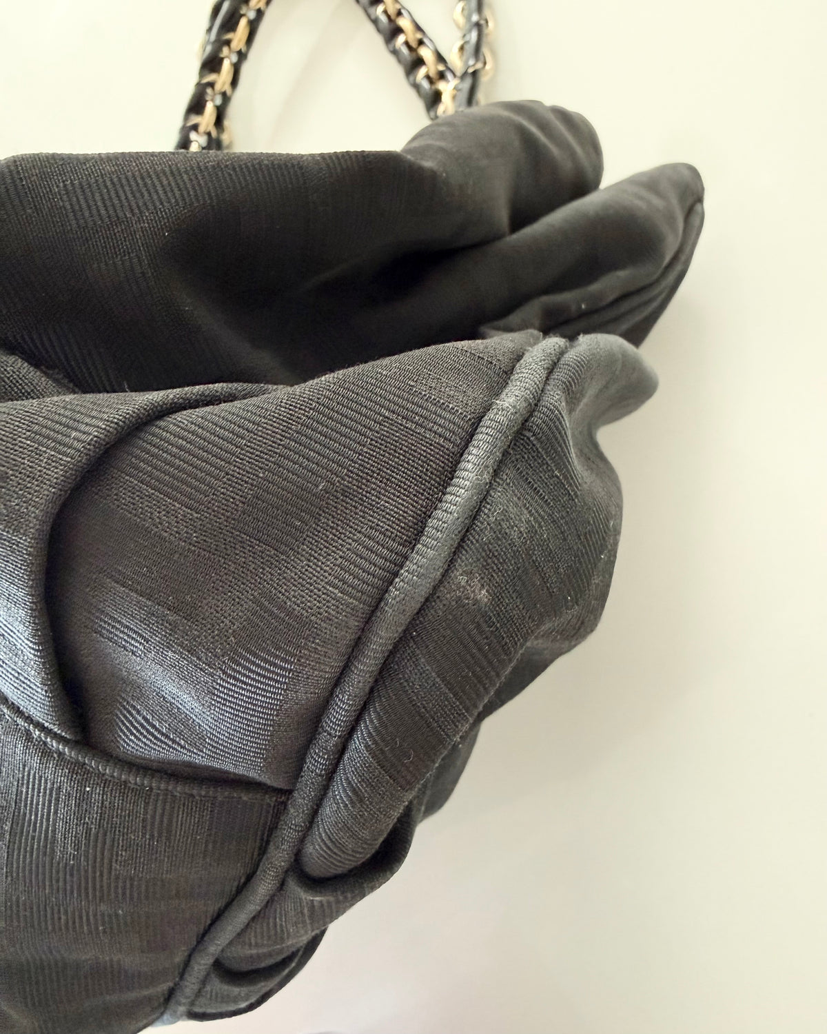 Fendi Black Vintage Canvas Zucca Mia Tote