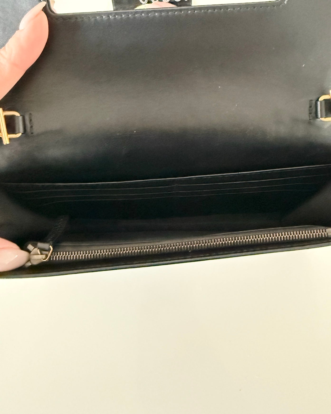 Gucci Black Guccissima Crystal Cat WOC
