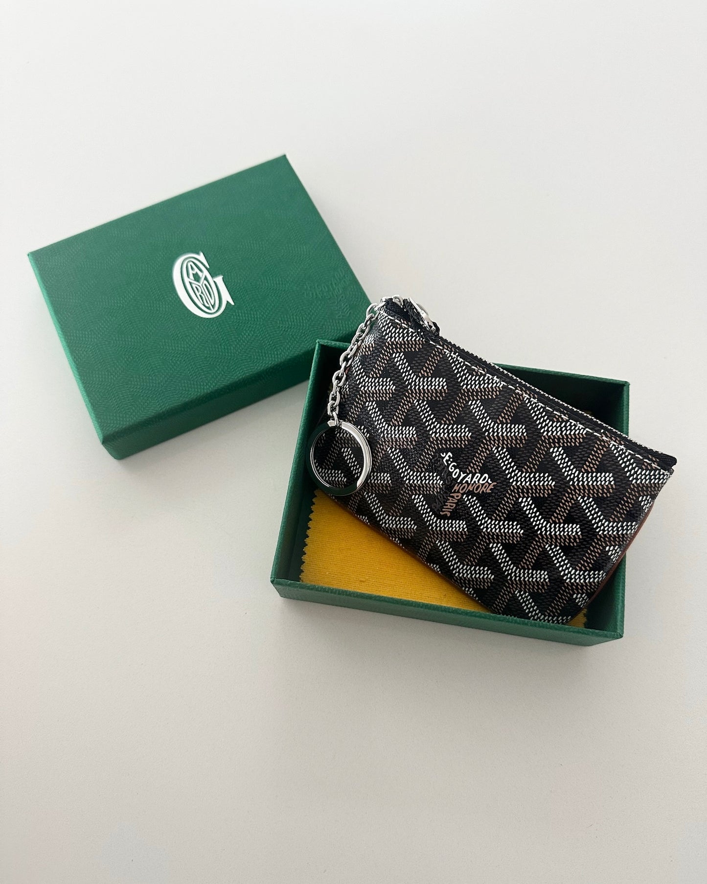 Goyard Black Chevron Print Coated Canvas Senate Nano Zip Pouch