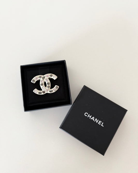Chanel Ivory Enamel and Crystal Brooch