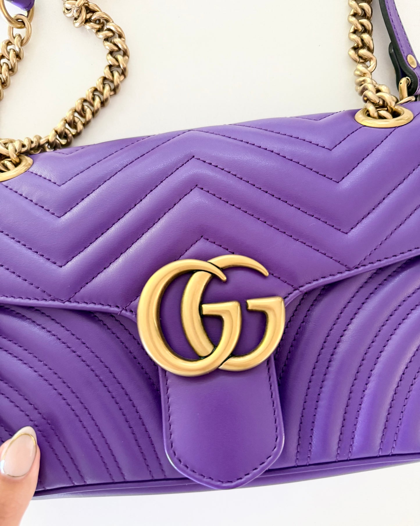 Gucci Limited Edition Purple Leather Medium Marmont Matelasse Bag