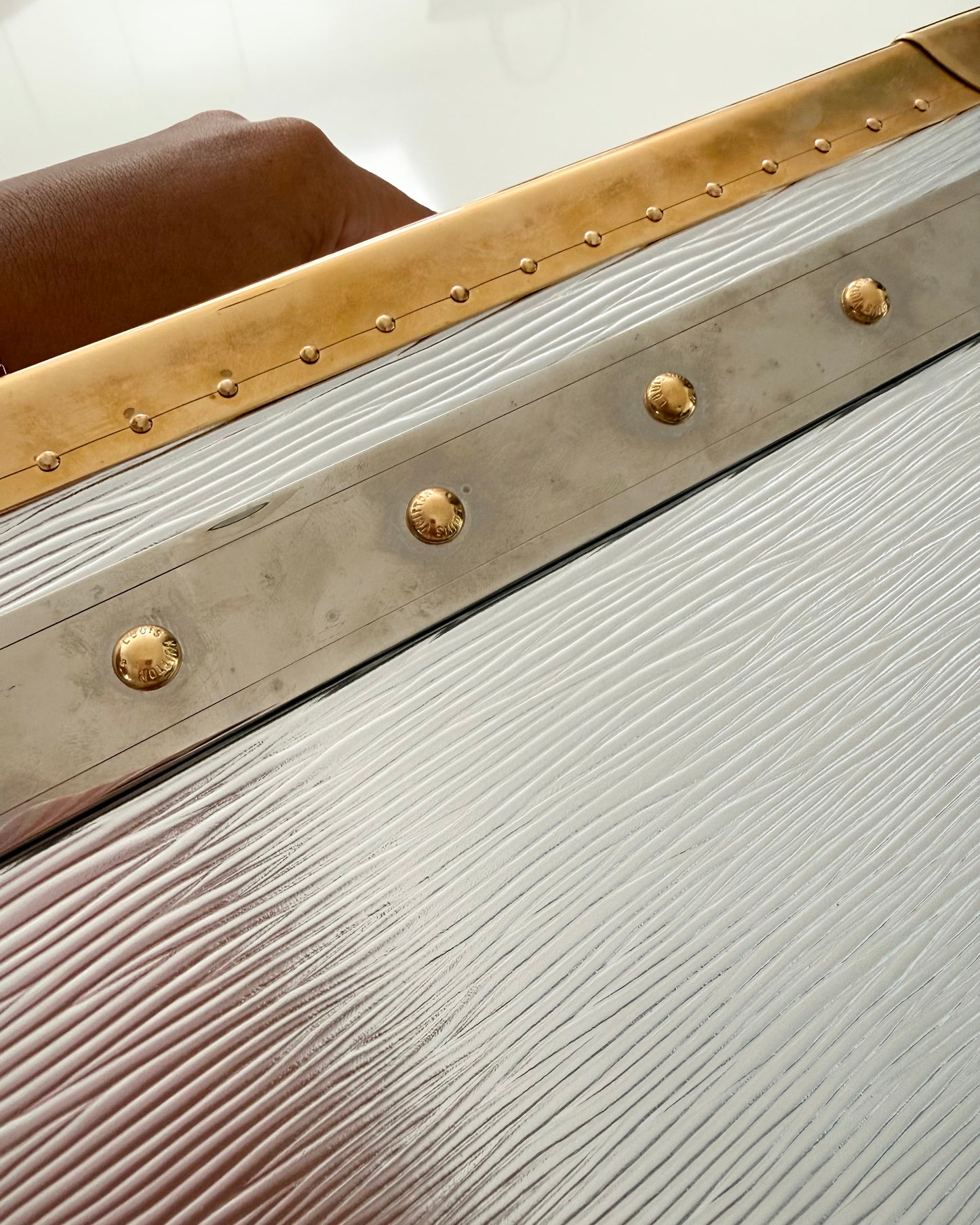 Louis Vuitton RARE Silver Epi Leather and Gold Metal Boite Promenade Case from Fall 2025 Runway