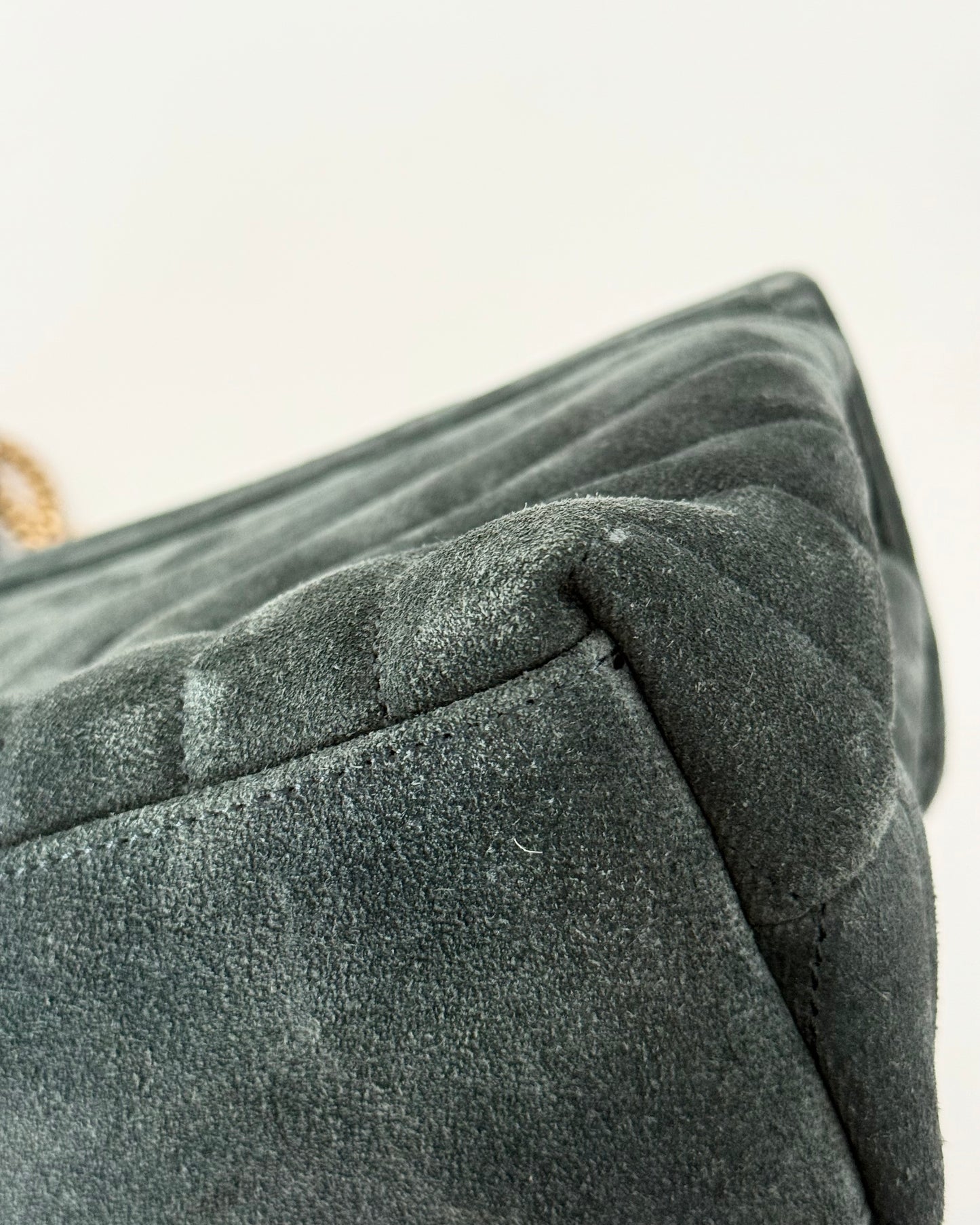 Saint Laurent Dark Green Suede Small LouLou Bag