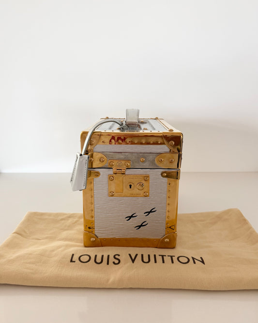 Louis Vuitton RARE Silver Epi Leather and Gold Metal Boite Promenade Case from Fall 2025 Runway