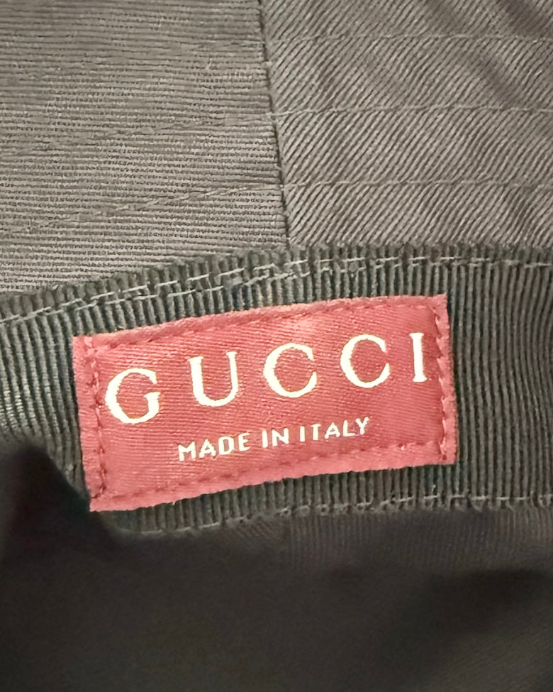 Gucci Black Cotton Logo Bucket Hat Size M